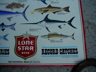 1982 LONE STAR BEER Texas SALT WATER FISH POSTER Record Catches Series 7