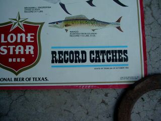 1982 LONE STAR BEER Texas SALT WATER FISH POSTER Record Catches Series 8