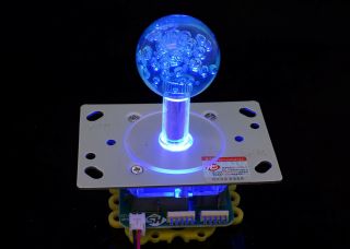 Led Illuminated Arcade Joystick 2 - 4 - 8 - Way With Blue Led Ball Top
