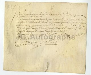 1629 French Manuscript Document On Vellum - 17th Century Antique Document