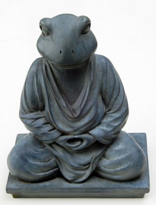 Buddha Meditating Garden Yoga Frog Statue Resin 11 " Tall Humorous Inspiration