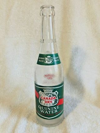 Canada Dry Quinine Water Soda Bottle.  12 Oz.  3 Color Acl,  Embossed Neck.  1960 