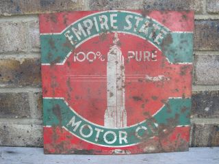 Vintage Empire State 2 Gallon Motor Oil Can Cut Out (sign) Petroliana