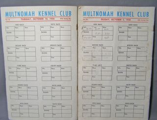 12 Greyhound Racing Program 1956 - 65 Taunton MA Multnomah Kennel Club Portland OR 5