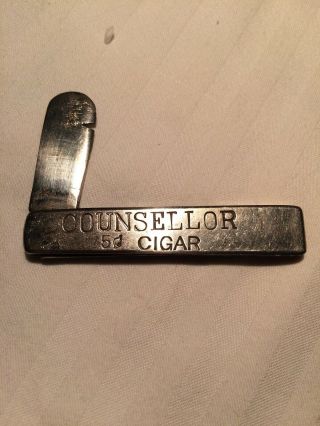 1900s Counsellor 5 Cent Folding Cigar Box Opener Advertising Philadelphia