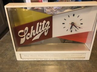 Vintage 1955 Schlitz Beer Lighted Clock Schlitz Playing Cards Also Includ 2