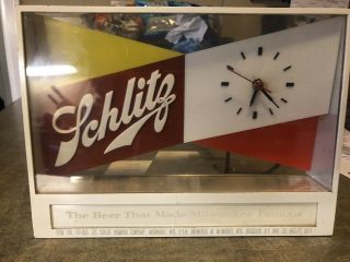 Vintage 1955 Schlitz Beer Lighted Clock Schlitz Playing Cards Also Includ 4