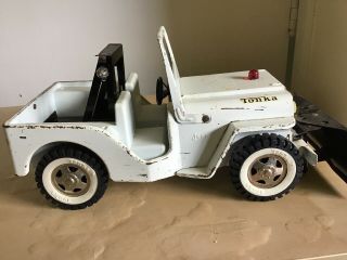 Vintage Tonka 60’s Aaa Tow Jeep With Plow In Need