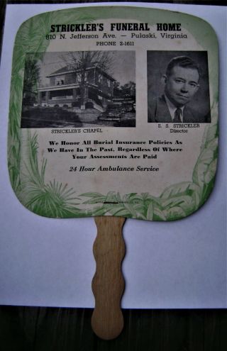Vintage Cardboard Advertising Fan,  Strickler 