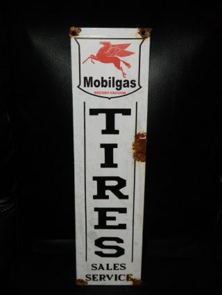 Antique Style - Porcelain Look Mobil Pegasus Tires Oil Dealer Gas Pump Sign