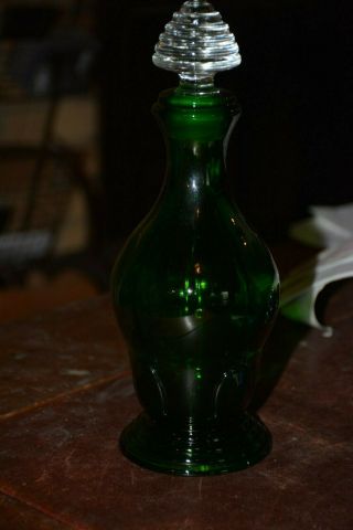 Vintage Green Depression Glass Decanter.