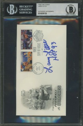 Larry Little " Hof 1993 " Signed First Day Cover Auto Autograph Bgs Bas