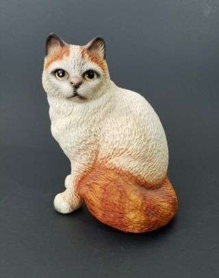 Vintage Global Art Harvey Knox Long Haired Orange & White Cat Ceramic Figurine