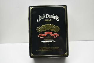 Vintage Jack Daniels Old Time Tennessee Whisky No 7 Brand Tin 2 Whiskey Glasses