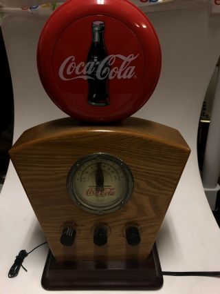 Vintage Coca Cola 1934 Style Red Coke Bottle Logo Am/fm Radio Wood Cabinet