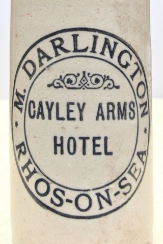 Vintage M Darlington Cayley Arms Hotel Rhos On Sea Stone Ginger Beer Bottle