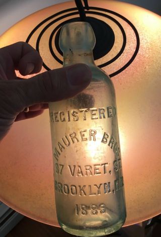 Rare 1889 Maurer Bros Brooklyn Ny Blob Top Beer Soda Bottle 87 Varet St