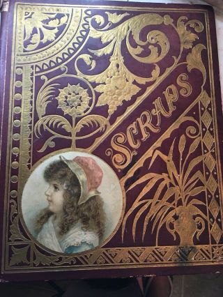 Vintage Antique Scrapbook Filled With Victorian Cards,  Die Cuts & Trading Cards