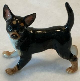 Stamped Miniature Chihuahua Hand Painted Porcelain Dog Figurine - Exc