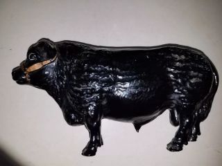 Vintage Plastic Breyer Black Angus Bull Figure From An Old Meat Market