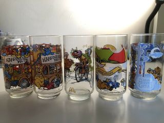 Mcdonalds 1981 The Great Muppet Capper Glasses Set Of 5 (2 Duplicates)