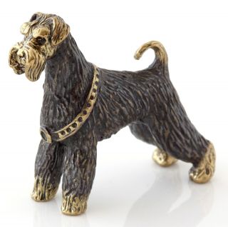 Schnauzer Brass Bronze Dog Figurine Miniature Sculpture Russian Souvenir 1 9/16 "