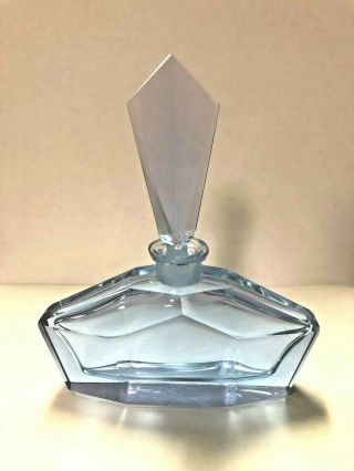 Ceska Blue Vintage Bohemian Crystal Perfume Bottle Decanter Czech Art Deco Glass
