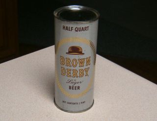 Brown Derby 16oz.  Flat Top Beer Can Grace Bros.  Brg.  Co.  Santa Rosa,  Ca.