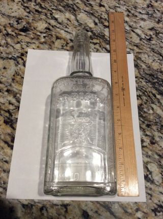Vintage Old Mr Boston Clear Glass Quart Whiskey Bottle.  Early.