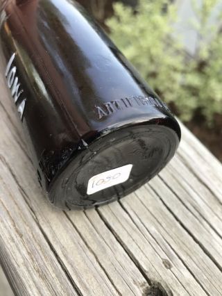 CLINTON,  IOWA 1910’s Vertical Embossed Iowa Bottling Co.  Amber Soda Bottle 4