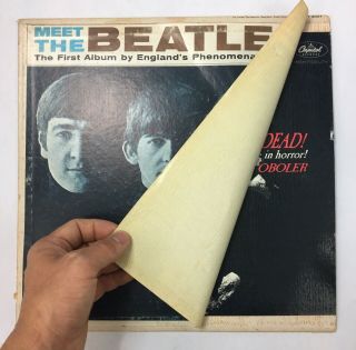Ultra Rare Meet The Beatles Lp W/ Paste Over Cover Slick - Capitol T 2047 Vg G,