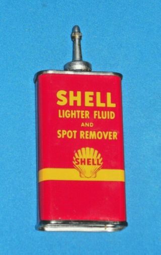 Vintage 1960s Shell Oil Co.  Lighter Fluid & Spot Remover Empty Can 4 Oz