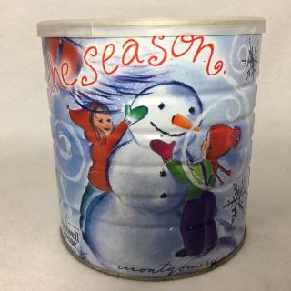 Vintage Maxwell House Coffee Tin Can Container Winter Series 2004 Snowman Metal