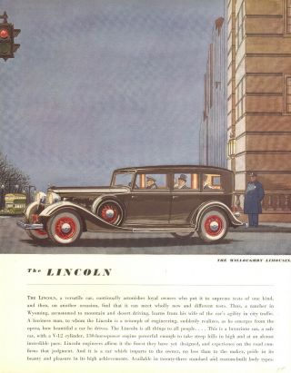 1935 Lincoln Willoughby Limo Orig Vintage Car Ad