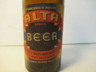 Alta Beer Bottle Old Vintage Grace Bros Brewing Santa Rosa Ca Empty 11 Oz