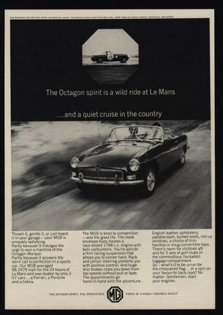 1964 Mg Mgb Convertible Sports Car - Octagon - Le Mans - Vintage Ad