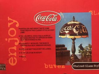 VINTAGE COCA - COLA STAINED GLASS STYLE ACCENT LAMP - BRAND 2