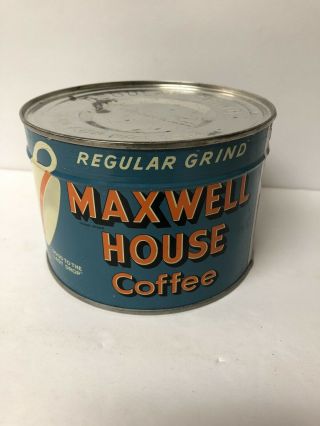 Vintage Maxwell House Coffee Regular Grind Tin With Key