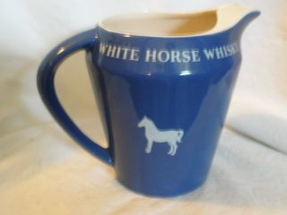White Horse Whisky Liquor Blue Wade Ceramic Pitcher