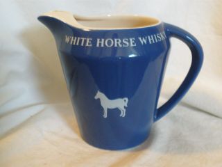 WHITE HORSE WHISKY LIQUOR BLUE WADE CERAMIC PITCHER 2