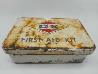 Vintage Dx Sunray Sun Ray Oil Gas First Aid Kit Metal Box With Contents