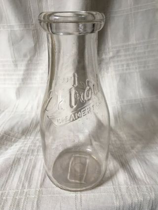 Vintage Pint Milk Bottle Detroit Creamery Co.  Detroit Michigan Dairy