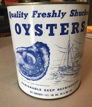 Vintage Gallon Oyster Can Callis Seafood Millenbeck Va
