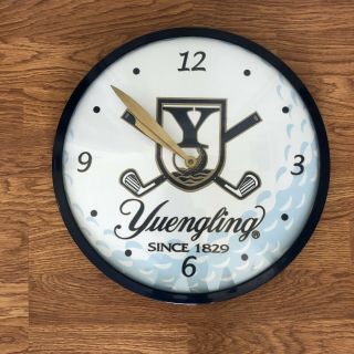 Yuengling Beer Wall Clock 14” Glass Front Metal Back Man Cave Decor
