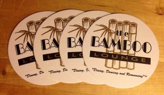 Vtg Set Of 12 Drink Coasters Bamboo Lounge Racquet Club Palm Springs Tiki Bar B7