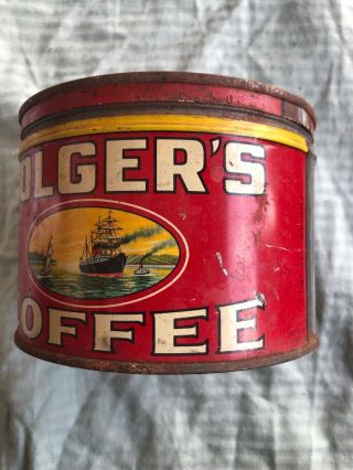 Vintage Tin Folgers Coffee Can 1 lb advertising collectible 3