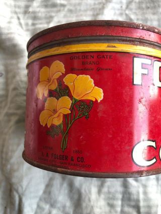 Vintage Tin Folgers Coffee Can 1 lb advertising collectible 4