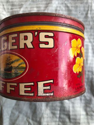 Vintage Tin Folgers Coffee Can 1 lb advertising collectible 5