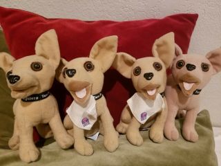 Set Of 4 Vintage Taco Bell Talking Chihuahua Dog Plush Toys By Applause Freesh