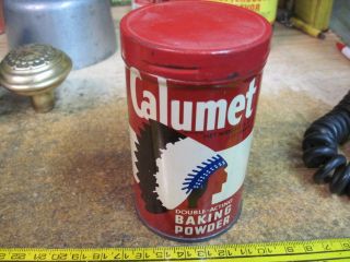 Calumet Baking Powder Soda Spice Tin Can Country Store 1/2 Pound 8oz